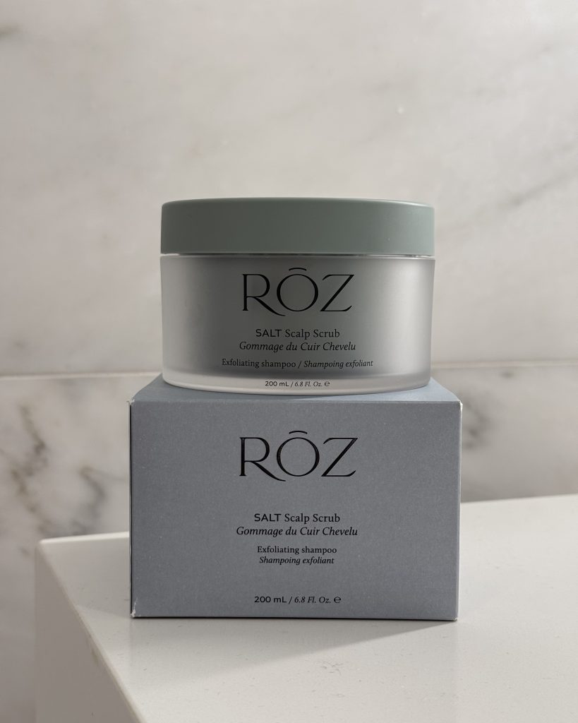 RŌZ Foundation Scalp Scrub jar displayed with its box