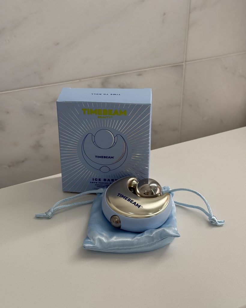 TIMEBEAM Ice Baby Cryo Facial Roller with blue packaging